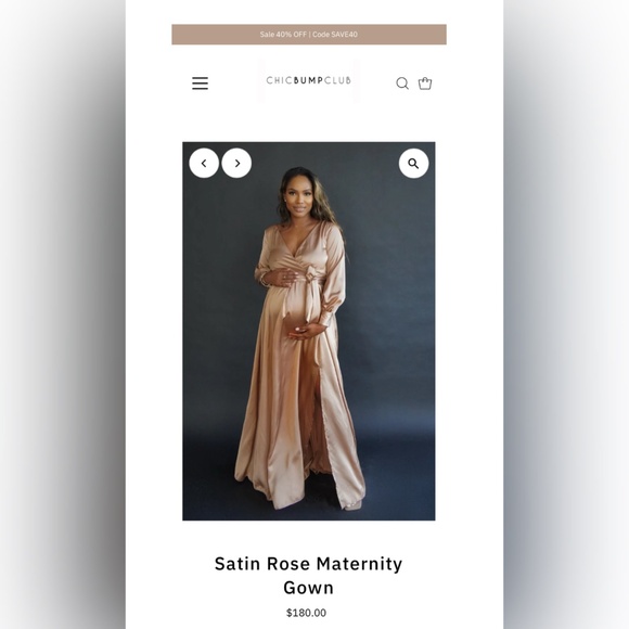 Satin Rose Maternity Gown - Picture 2 of 3